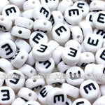 White Letter Alphabet Coin Beads (100 pcs)