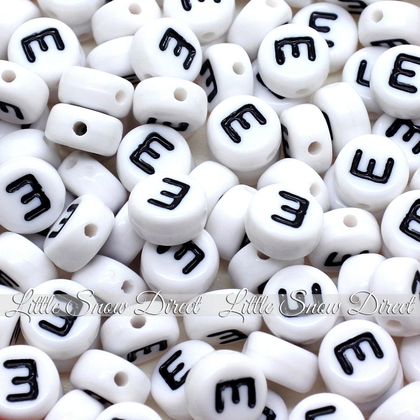 White Letter Alphabet Coin Beads (100 pcs)