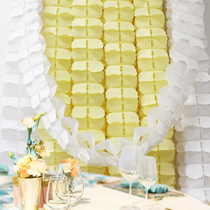 3.6m Four Leaf Clover String Tissue Paper Flower Garland Backdrop - Yellow Gold