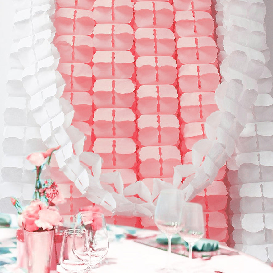 3.6m Four Leaf Clover String Tissue Paper Flower Garland Backdrop - Rose Pink
