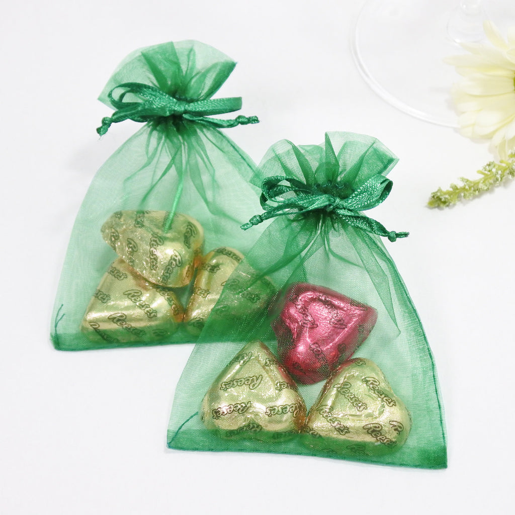 Forest Green Organza Favour Bags - Pack of 10
