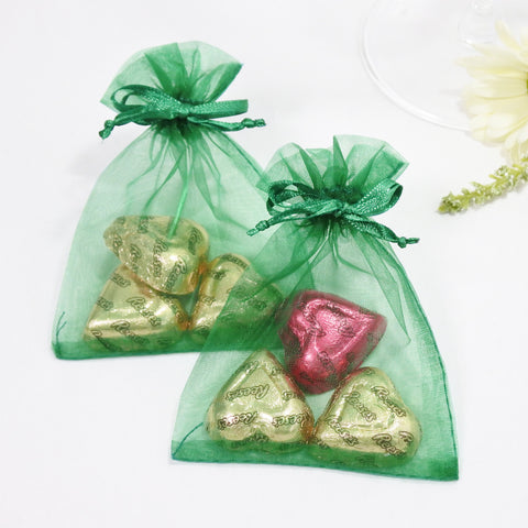 Forest Green Organza Favour Bags - Pack of 10