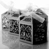 Black Love Bird Luxury Favour Boxes With Organza Ribbons - 20 pcs