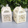 Ivory / Cream Love Bird Luxury Favour Boxes With Organza Ribbons - 20 pcs