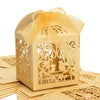 Champagne Gold Love Bird Luxury Favour Boxes With Organza Ribbons - 20 pcs
