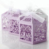 Lilac Love Bird Luxury Favour Boxes With Organza Ribbons - 20 pcs