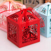 Red Love Bird Luxury Favour Boxes With Organza Ribbons - 20 pcs