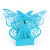 Turquoise / Aqua Butterfly Luxury Favour Boxes With Organza Ribbons - 20 pcs