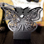 Black Butterfly Luxury Favour Boxes With Organza Ribbons - 20 pcs