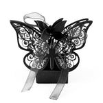 Black Butterfly Luxury Favour Boxes With Organza Ribbons - 20 pcs