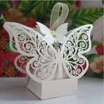 Ivory / Cream Butterfly Luxury Favour Boxes With Organza Ribbons - 20 pcs