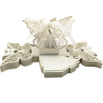 Ivory / Cream Butterfly Luxury Favour Boxes With Organza Ribbons - 20 pcs