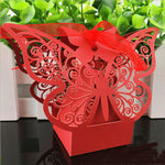 Red Butterfly Luxury Favour Boxes With Organza Ribbons - 20 pcs