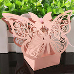 Rose Pink Butterfly Luxury Favour Boxes With Organza Ribbons - 20 pcs