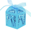 Turquoise / Aqua Bride & Groom Luxury Favour Boxes With Organza Ribbons - 20 pcs