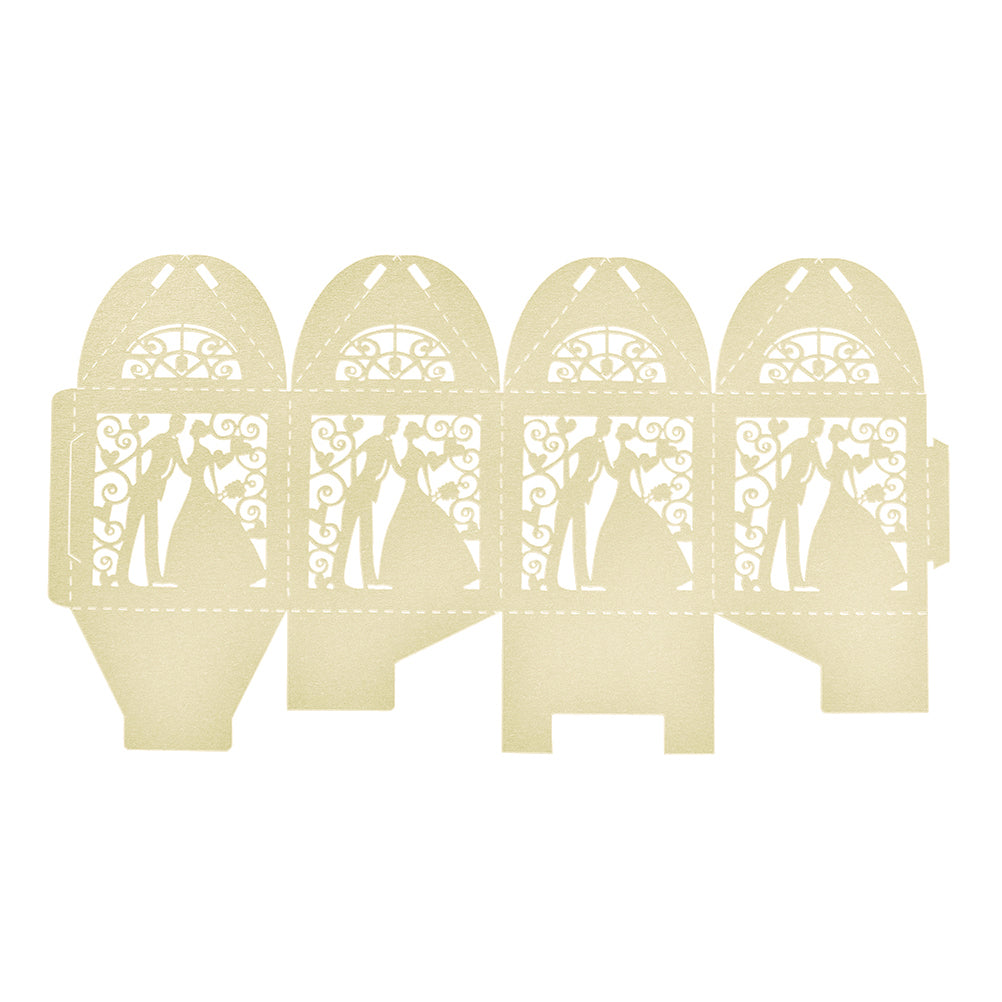 Ivory / Cream Bride & Groom Luxury Favour Boxes With Organza Ribbons - 20 pcs