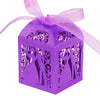 Purple Bride & Groom Luxury Favour Boxes With Organza Ribbons - 20 pcs