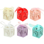 White Bride & Groom Luxury Favour Boxes With Organza Ribbons - 20 pcs
