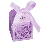 Lilac Love Heart Luxury Favour Boxes With Organza Ribbons - 20 pcs