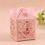 Rose Pink Love Heart Luxury Favour Boxes With Organza Ribbons - 20 pcs
