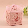 Rose Pink Love Heart Luxury Favour Boxes With Organza Ribbons - 20 pcs