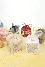 White Love Heart Luxury Favour Boxes With Organza Ribbons - 20 pcs