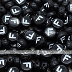 Black Letter Alphabet Coin Beads (100 pcs)