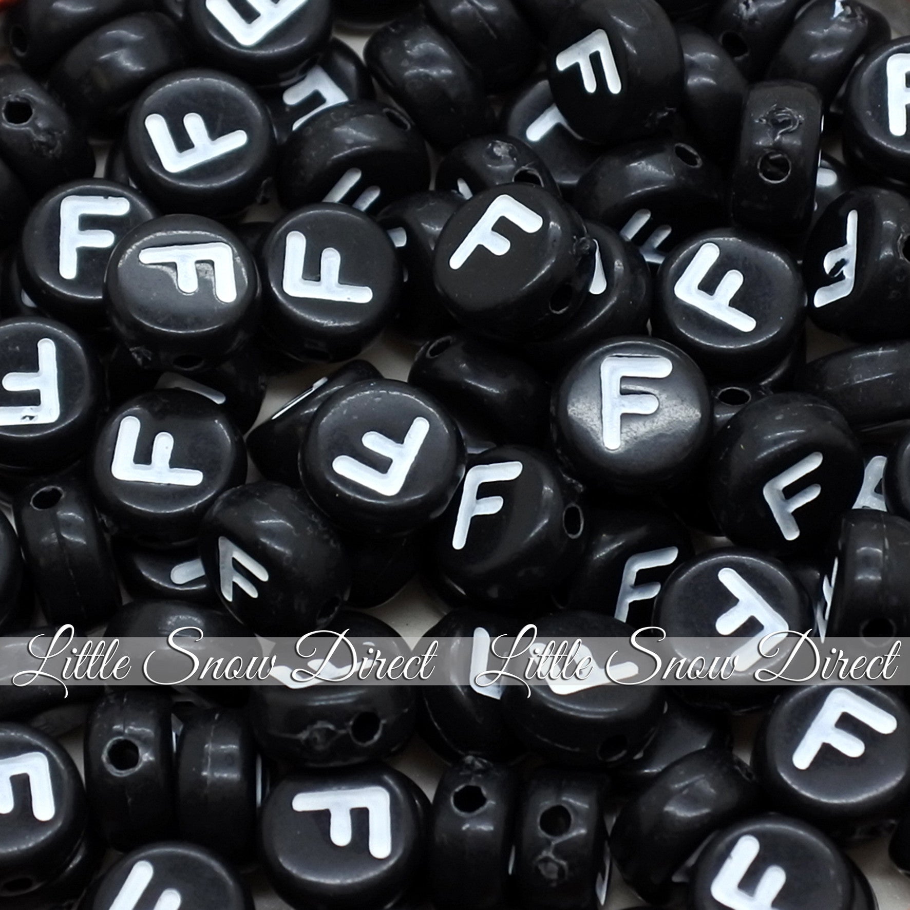 Black Letter Alphabet Coin Beads (100 pcs)