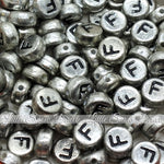 Vintage Silver Letter Alphabet Coin Beads (100 pcs)