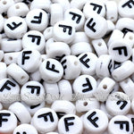 White Letter Alphabet Coin Beads (100 pcs)