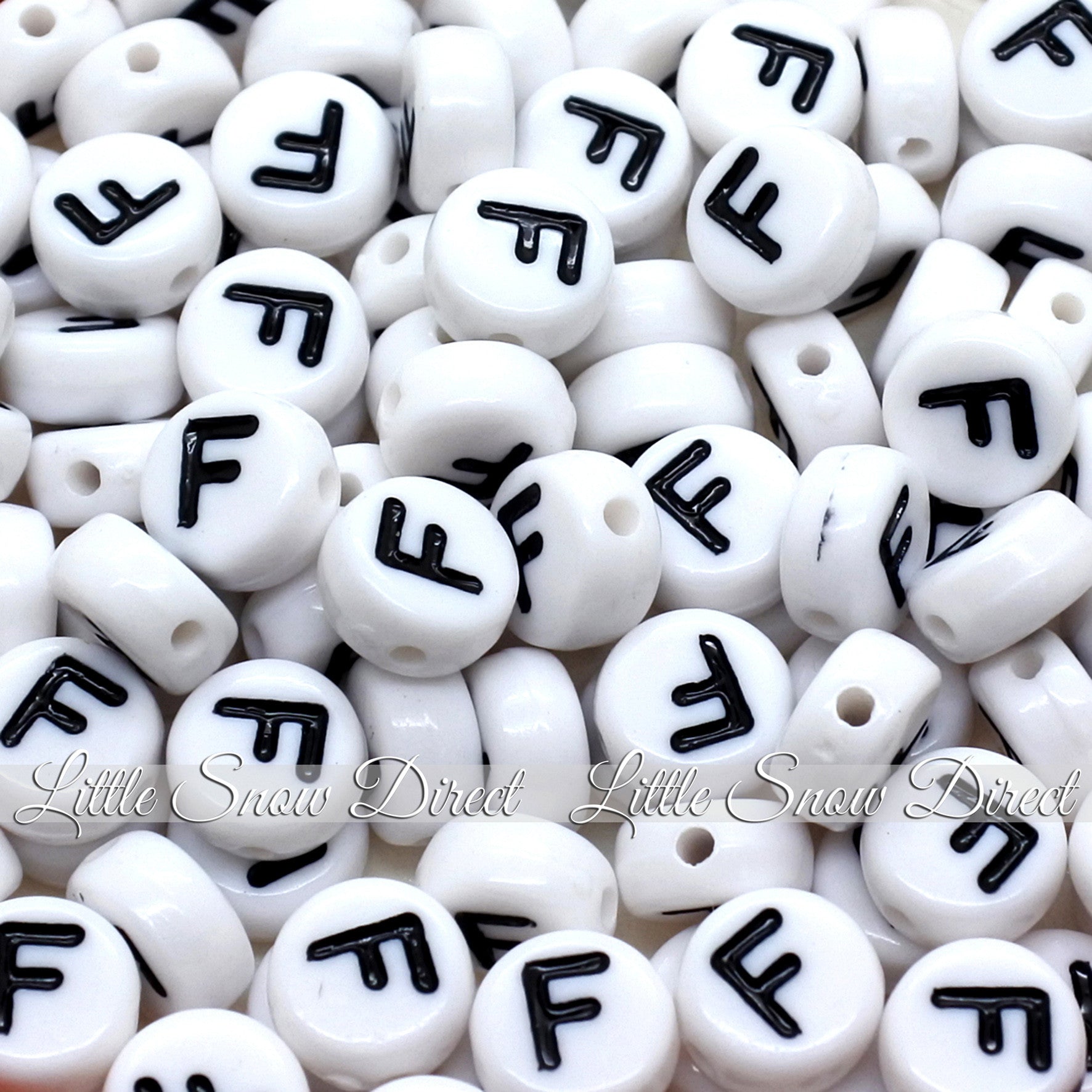 White Letter Alphabet Coin Beads (100 pcs)