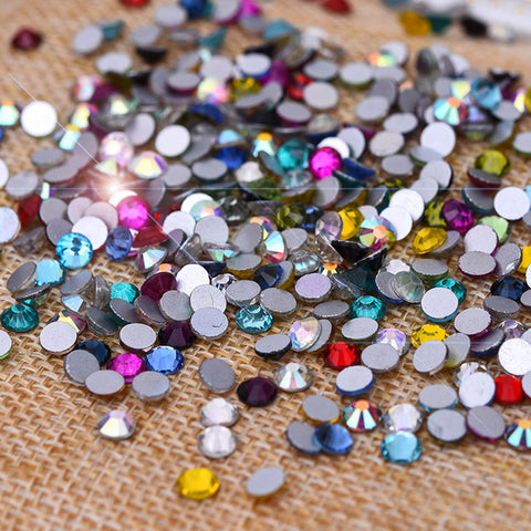 Mixed Colours Premium Glass Crystal Beads Flat Back Rhinestone Diamante - 1440 pcs