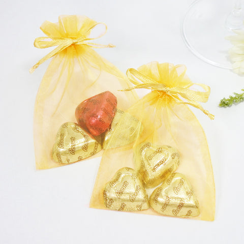 Gold Organza Favour Bags - Pack of 10
