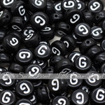 Black Letter Alphabet Coin Beads (100 pcs)