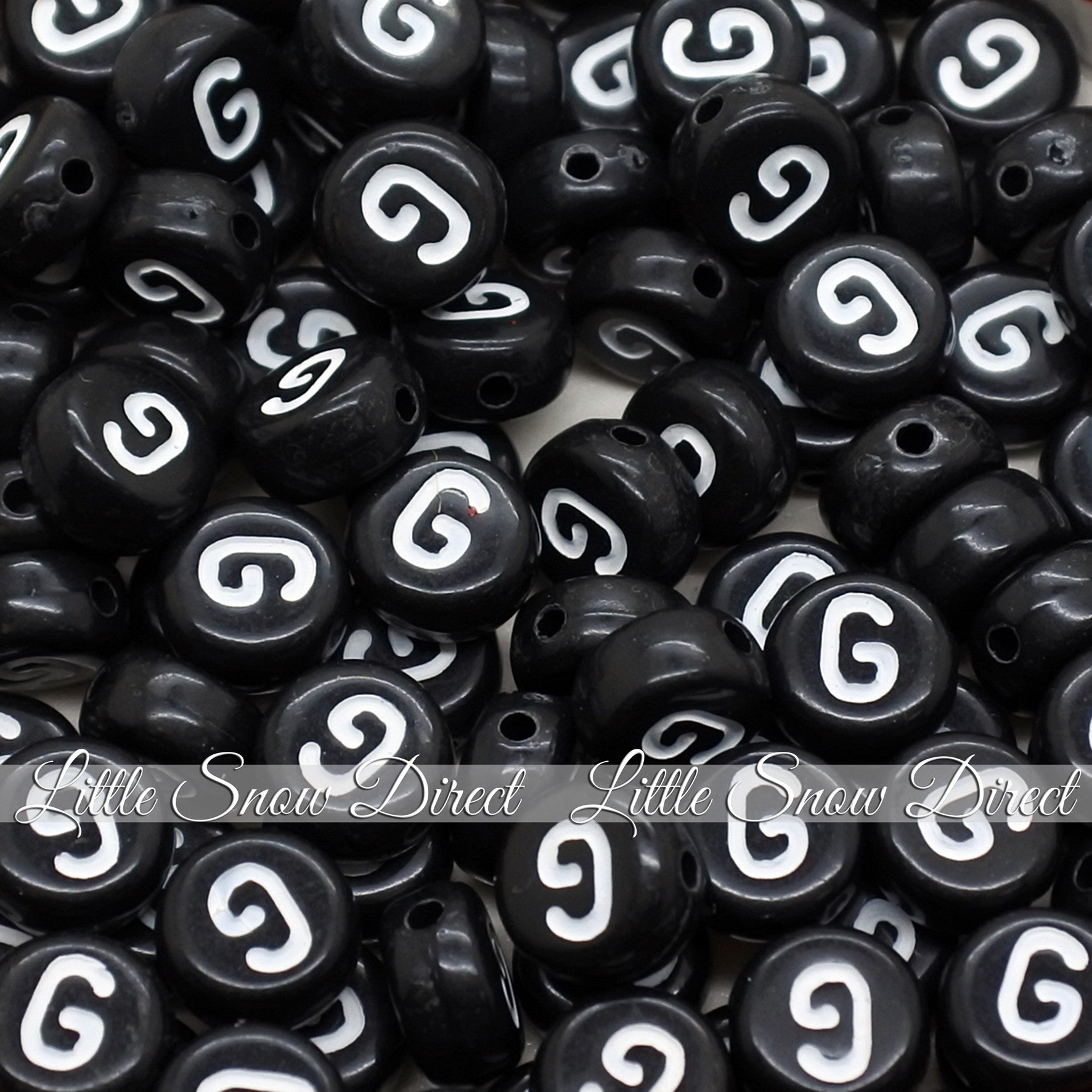 Black Letter Alphabet Coin Beads (100 pcs)