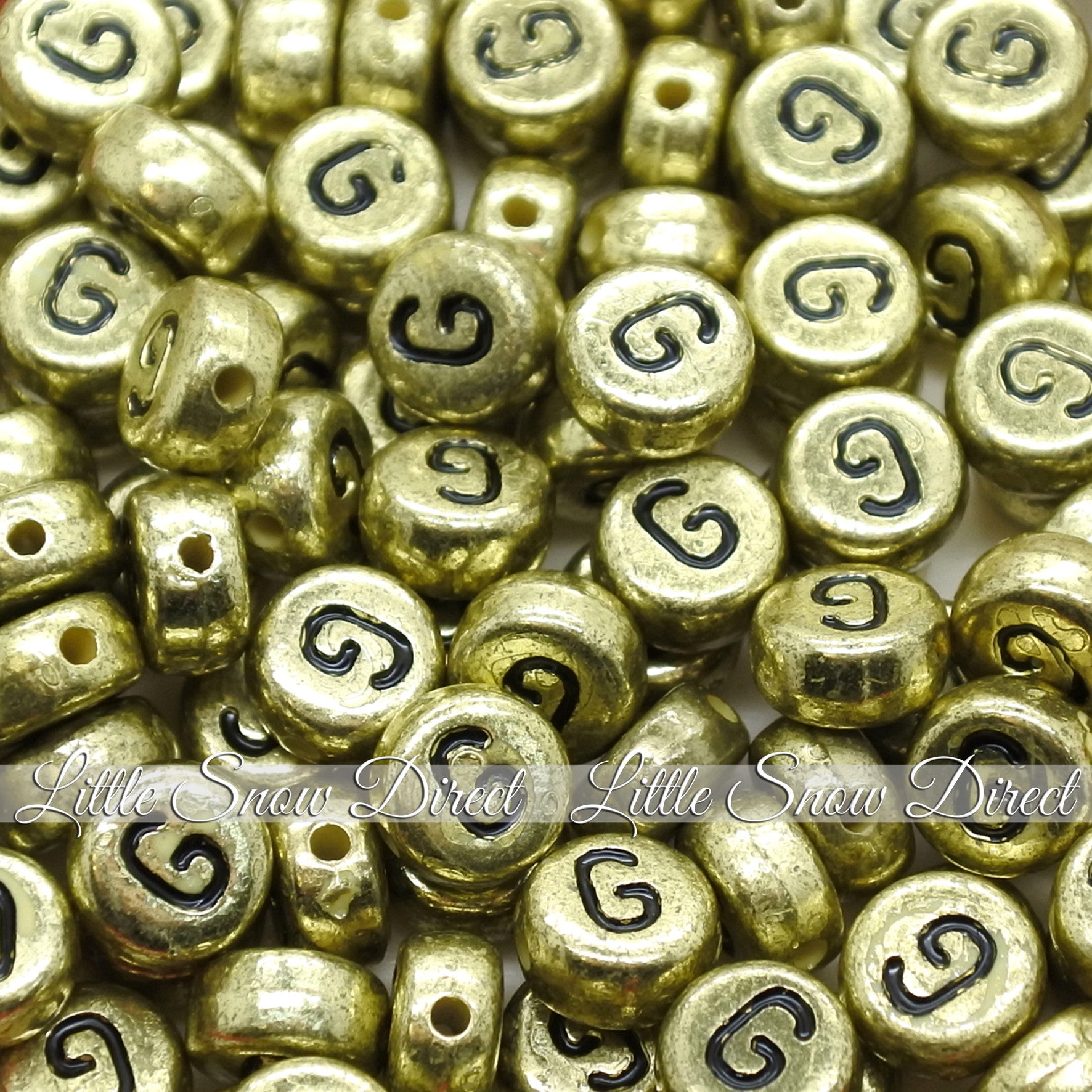 Vintage Gold Letter Alphabet Coin Beads (100 pcs)