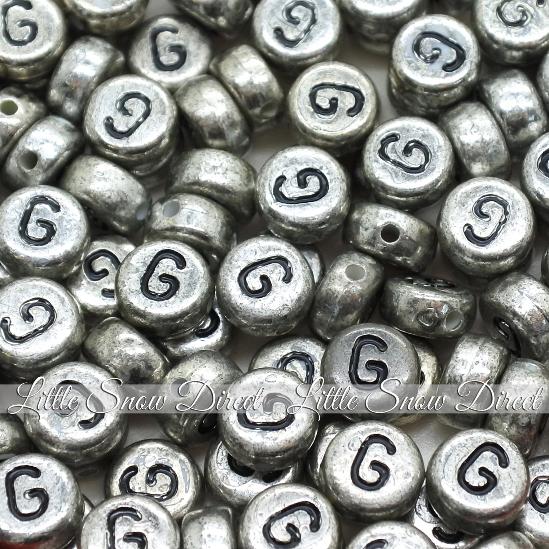 Vintage Silver Letter Alphabet Coin Beads (100 pcs)