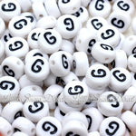 White Letter Alphabet Coin Beads (100 pcs)