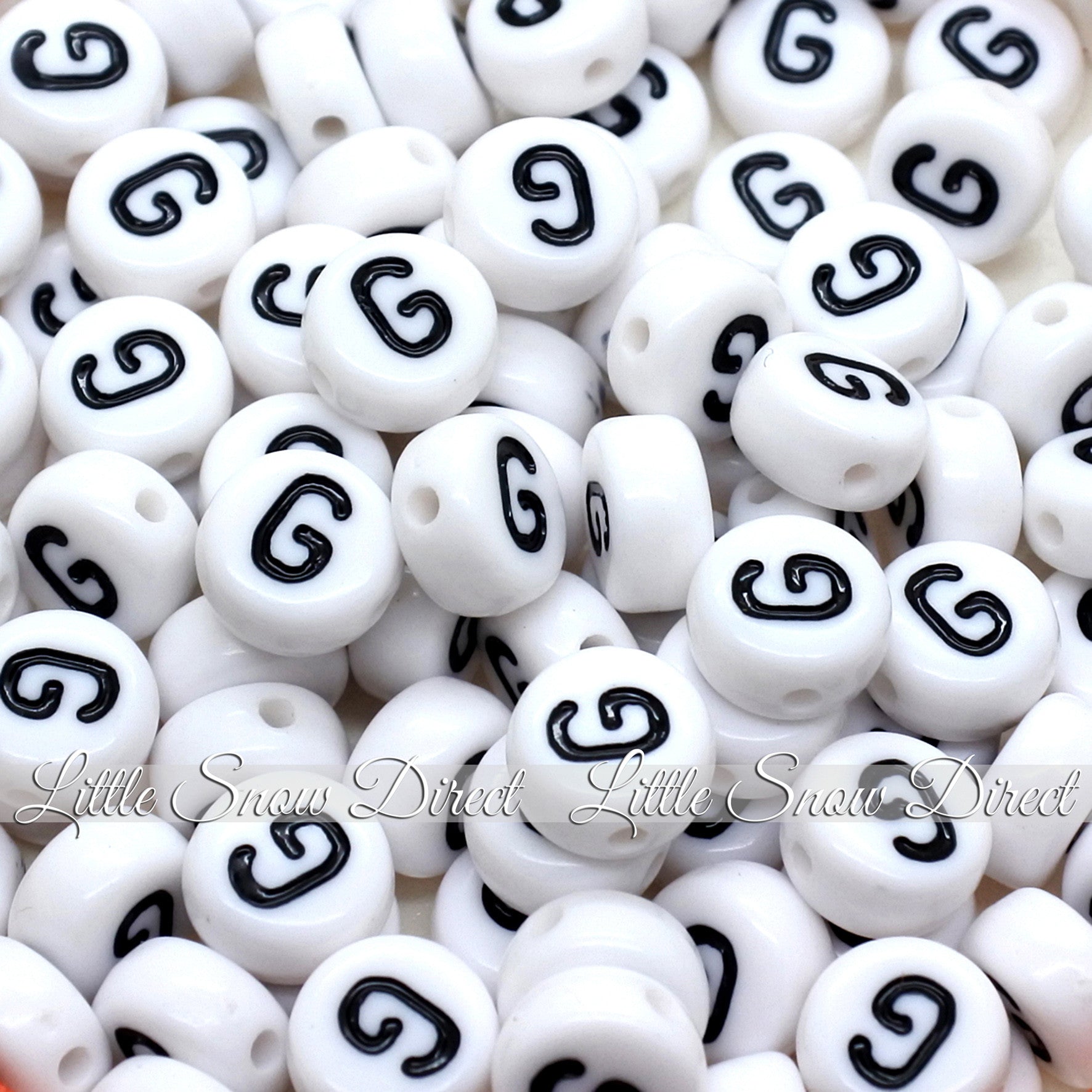 White Letter Alphabet Coin Beads (100 pcs)