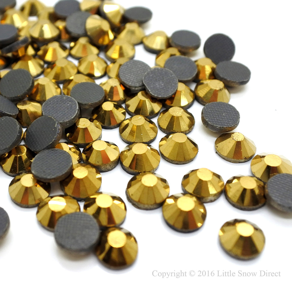 Metallic Gold Hot Fix Crystal Iron On Rhinestones Gems