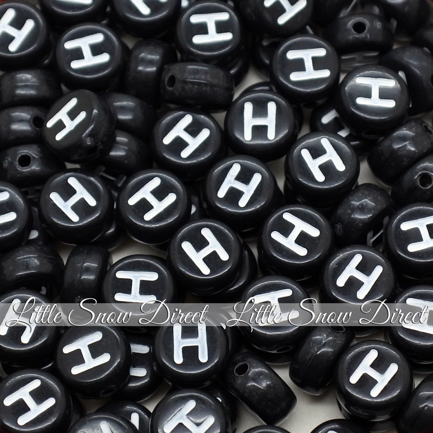 Black Letter Alphabet Coin Beads (100 pcs)