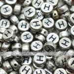 Vintage Silver Letter Alphabet Coin Beads (100 pcs)