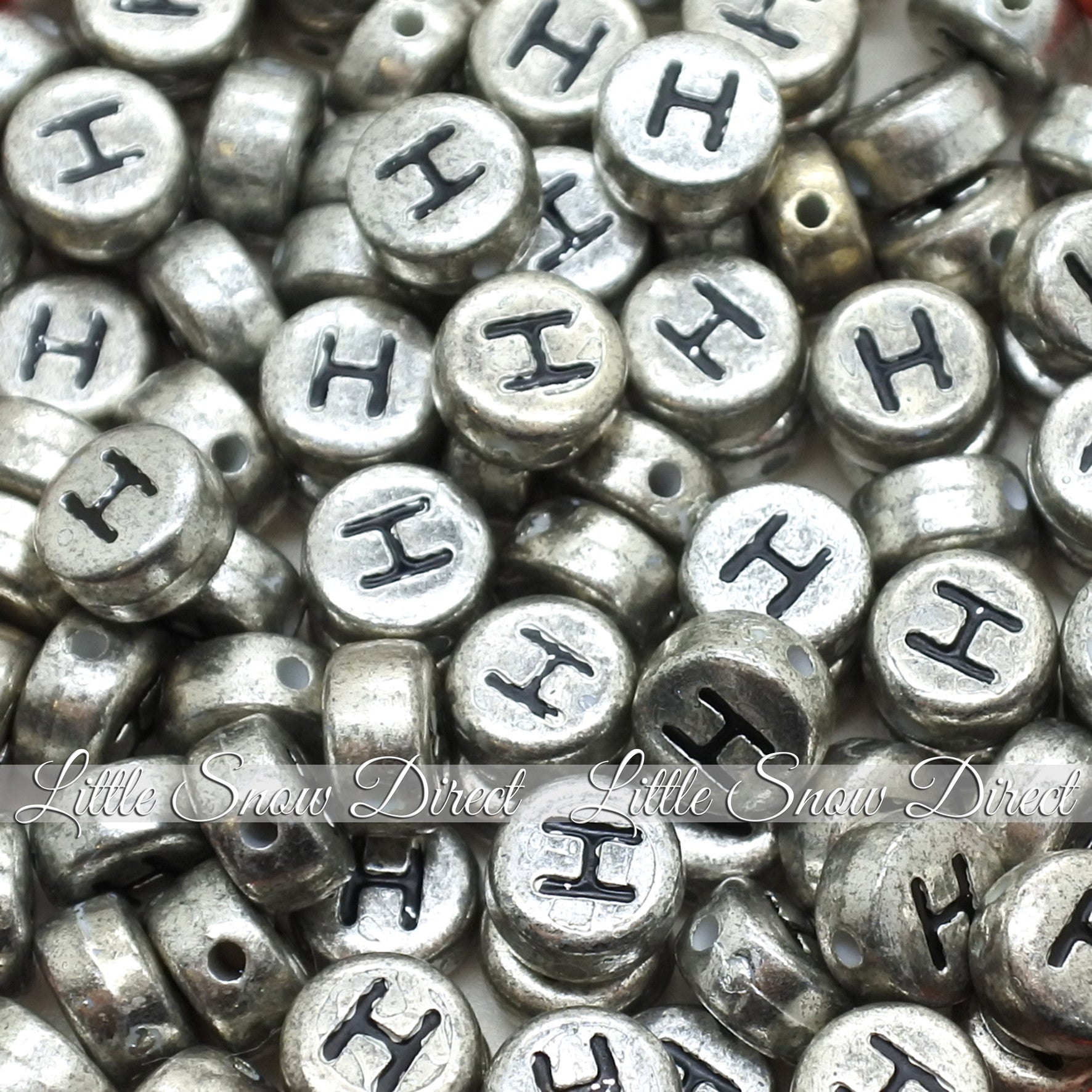 Vintage Silver Letter Alphabet Coin Beads (100 pcs)