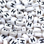 White Letter Alphabet Coin Beads (100 pcs)