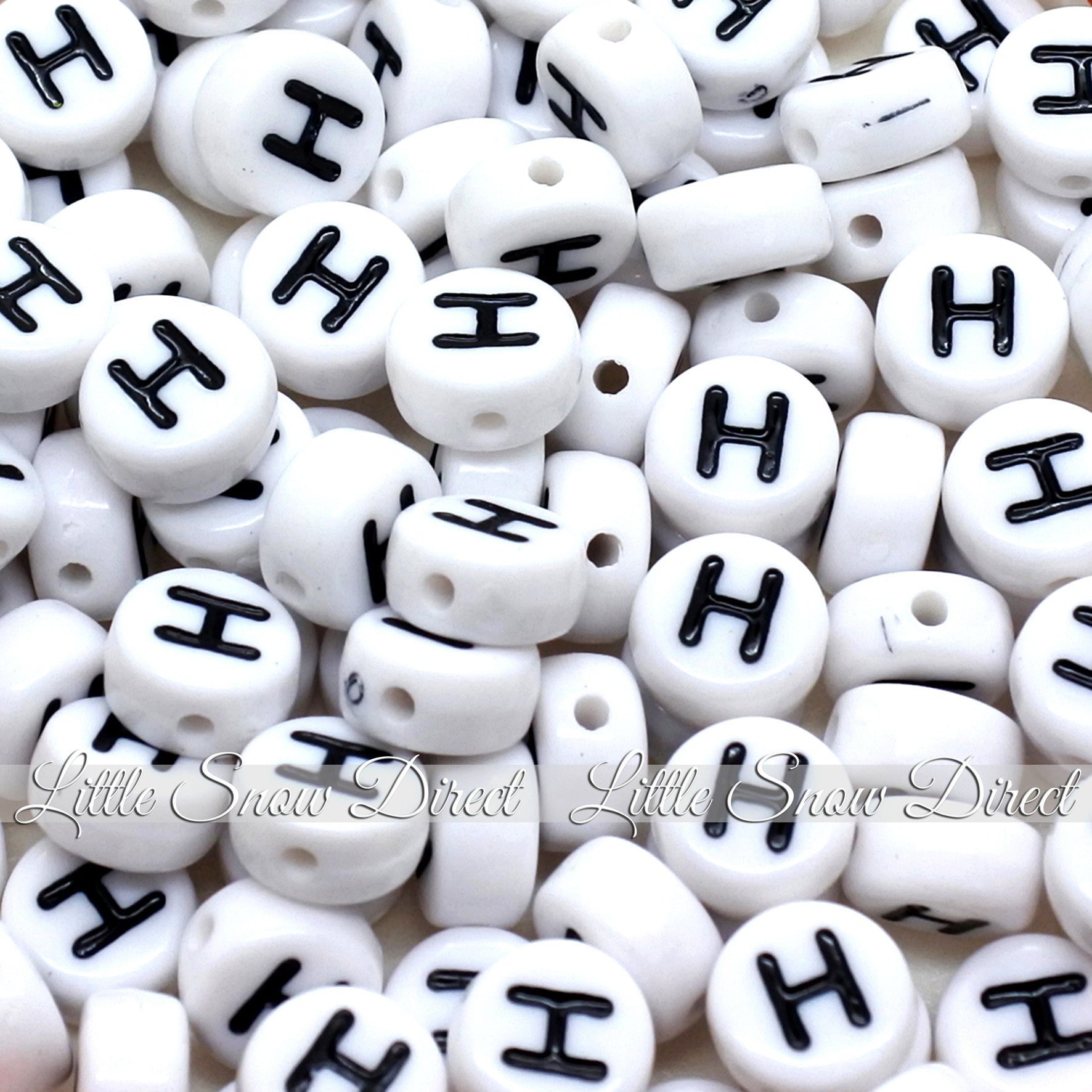 White Letter Alphabet Coin Beads (100 pcs)