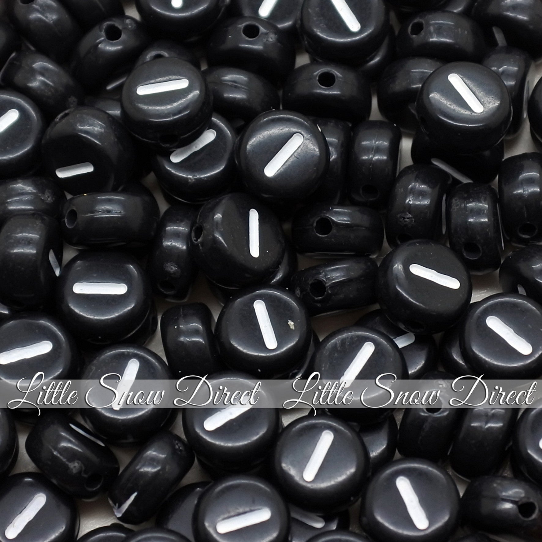 Black Letter Alphabet Coin Beads (100 pcs)