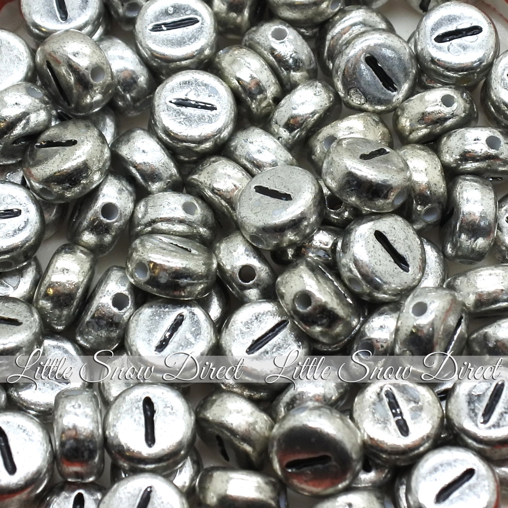 Vintage Silver Letter Alphabet Coin Beads (100 pcs)
