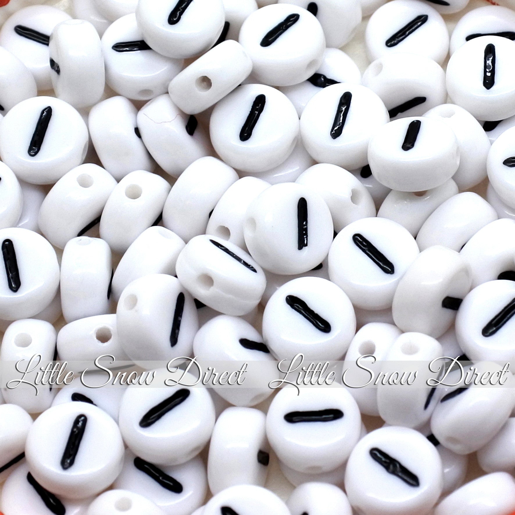 White Letter Alphabet Coin Beads (100 pcs)
