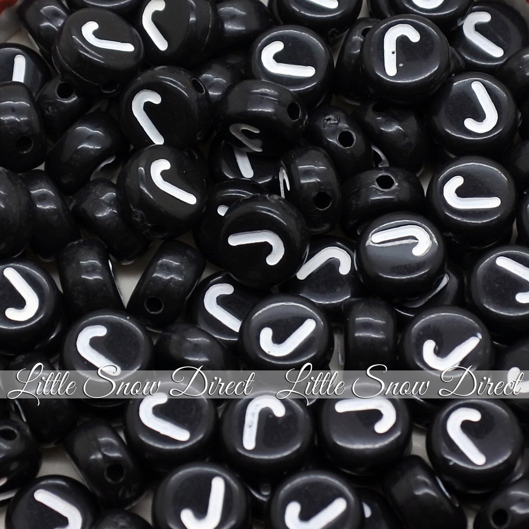 Black Letter Alphabet Coin Beads (100 pcs)
