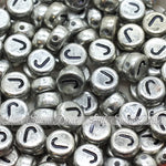 Vintage Silver Letter Alphabet Coin Beads (100 pcs)